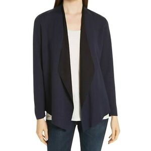 Eileen Fisher Silk & Tencel Blend Open Front Two Tone Cardigan Size M NWT